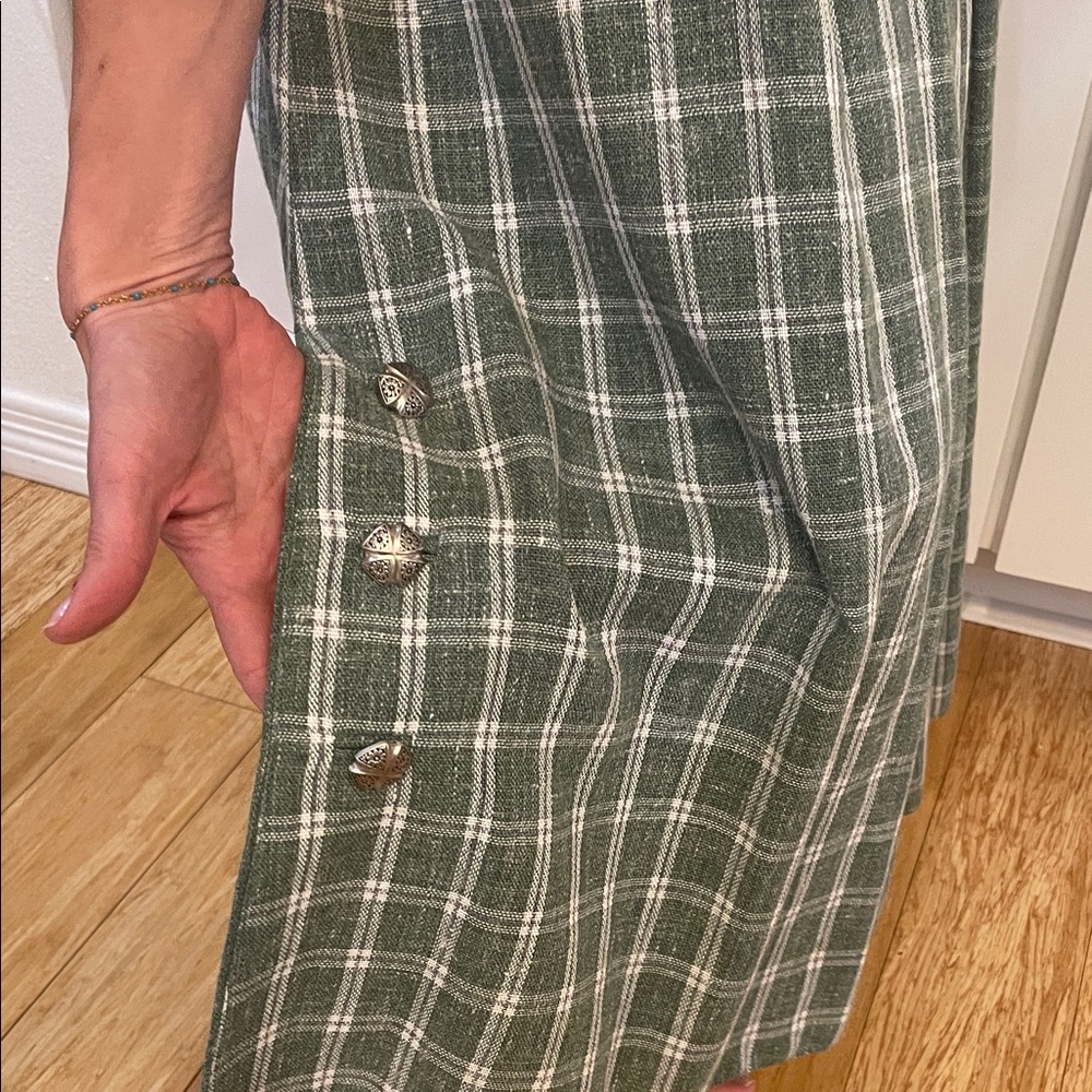 Elegant Green Plaid A-Line Skirt - Picture 3 of 4